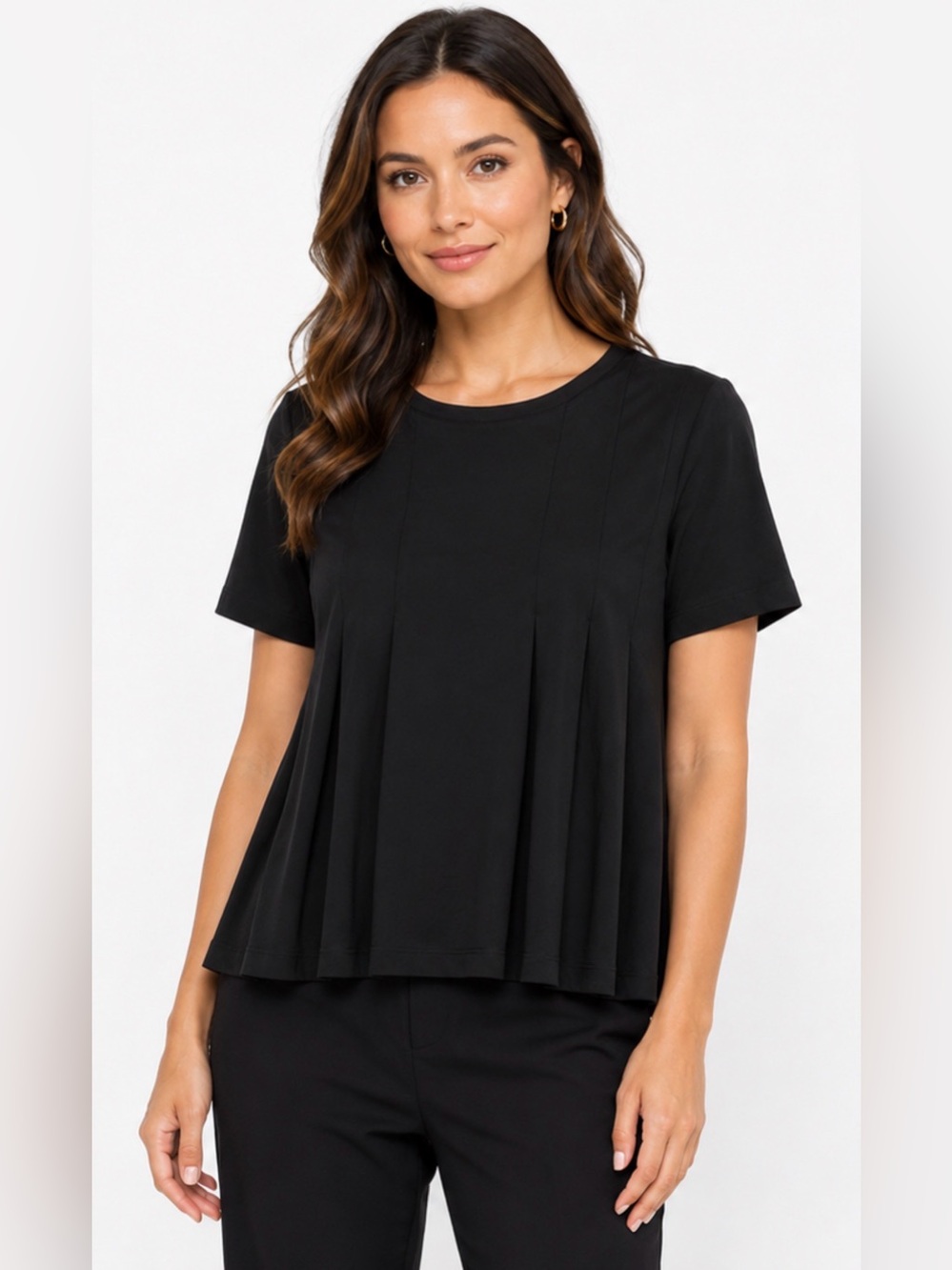 COS Black Pleated Short-Sleeve Tee